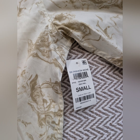 Alfani Cream and Brown Swirl Pattern Shirt - Picture 4 of 8